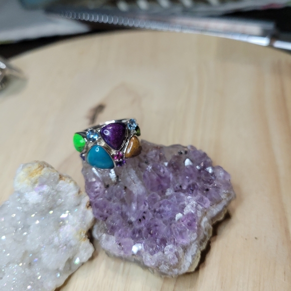 Turquoise|Jasper|Gemstone Sterling Ring - Picture 2 of 7